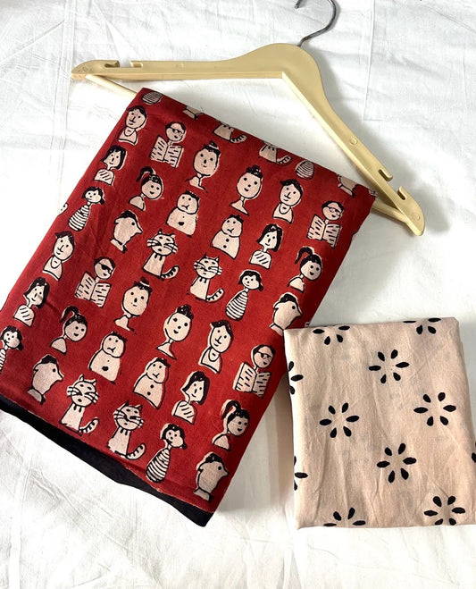 Quirky Bagru Cotton Mulmul saree 1036