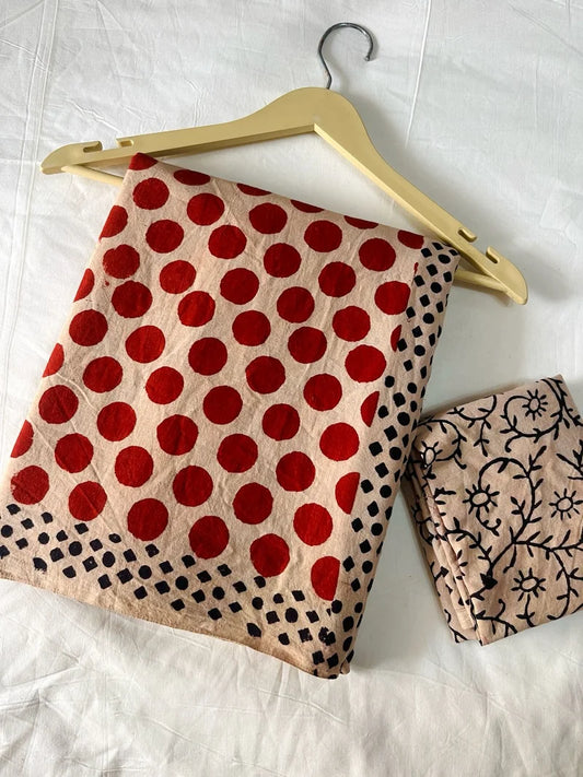 Quirky Bagru Cotton Mulmul saree 1035