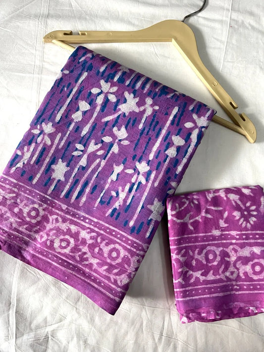 Bagru Cotton Mulmul saree 1034