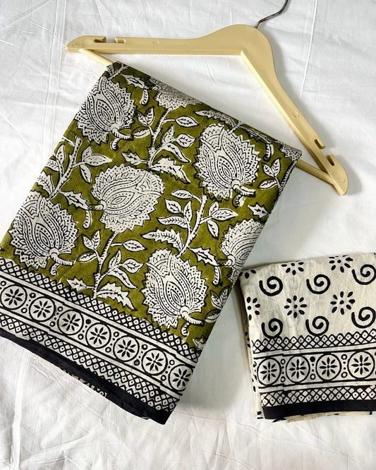 Bagru Cotton Mulmul saree 1033