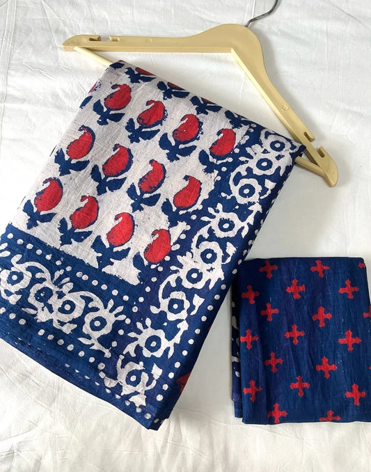 Bagru Cotton Mulmul saree 1030
