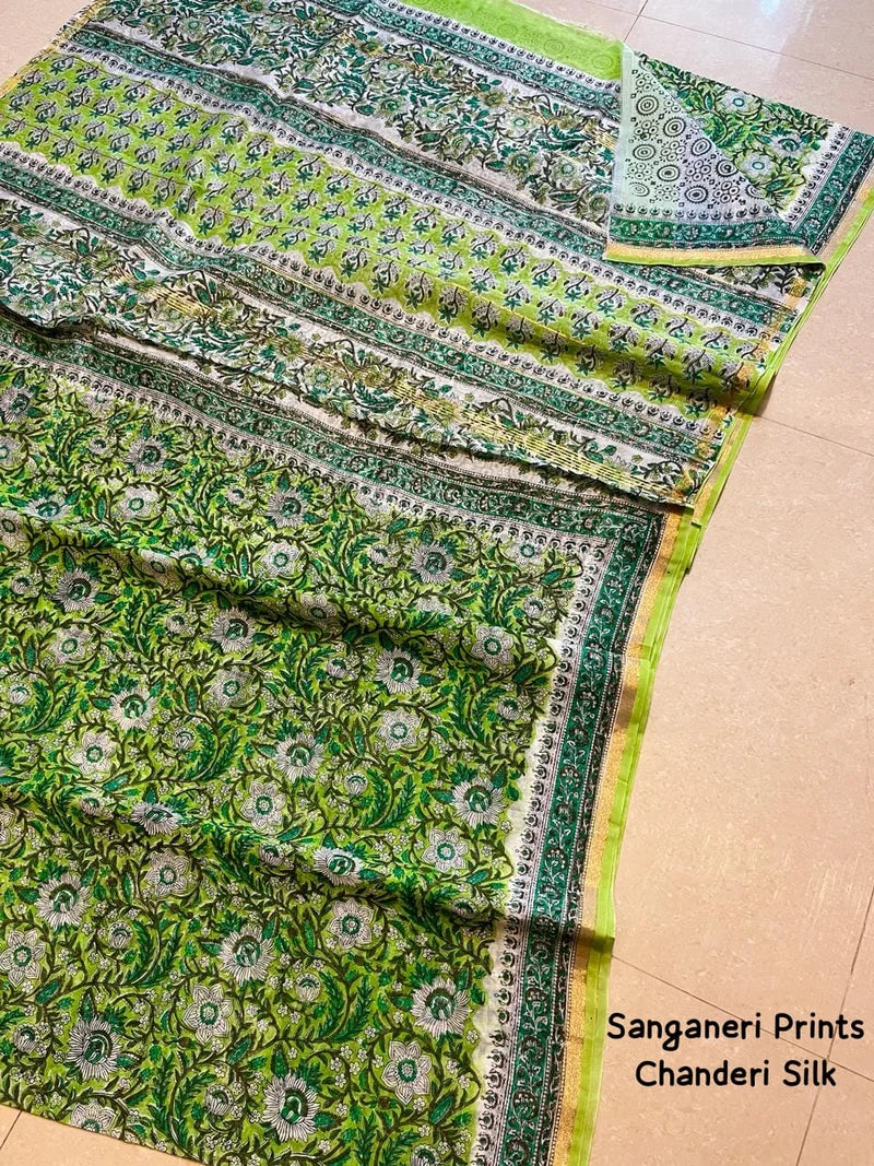 Sanganeri Chanderi Silk Saree 1015