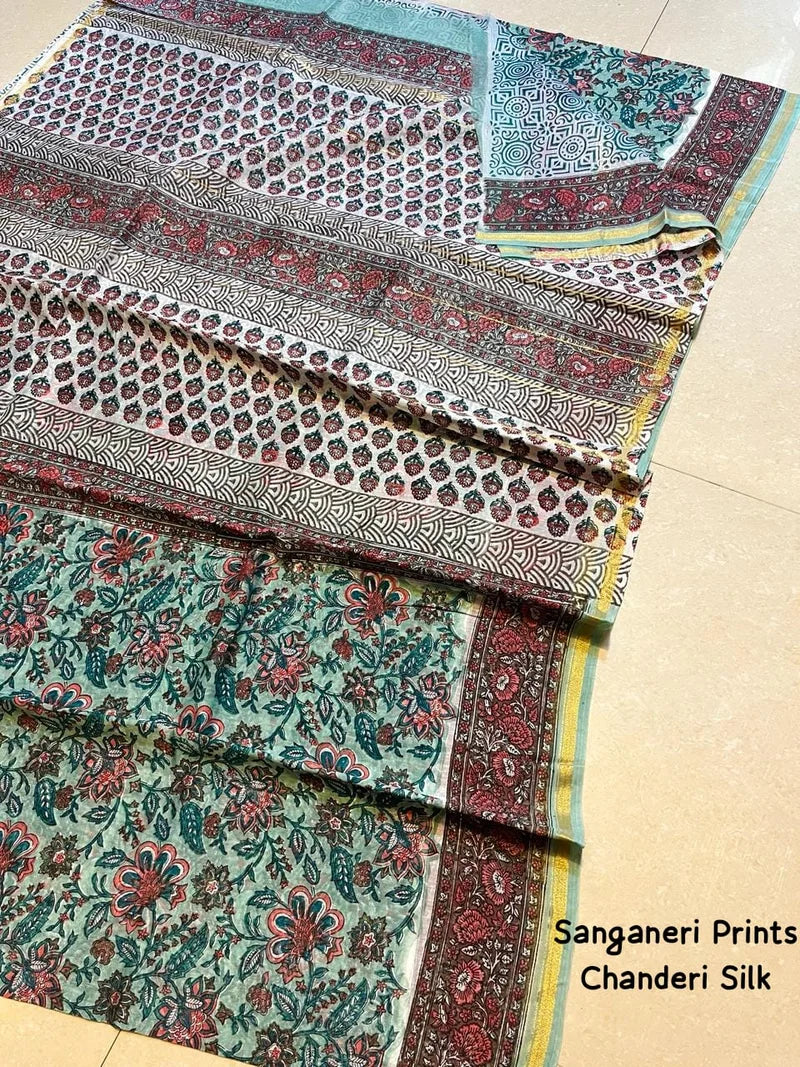 Sanganeri Chanderi Silk Saree 1014