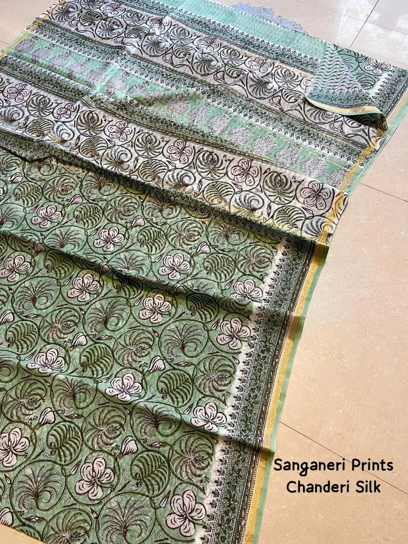 Sanganeri Chanderi Silk Saree 1013