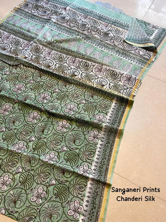 Sanganeri Chanderi Silk Saree 1013