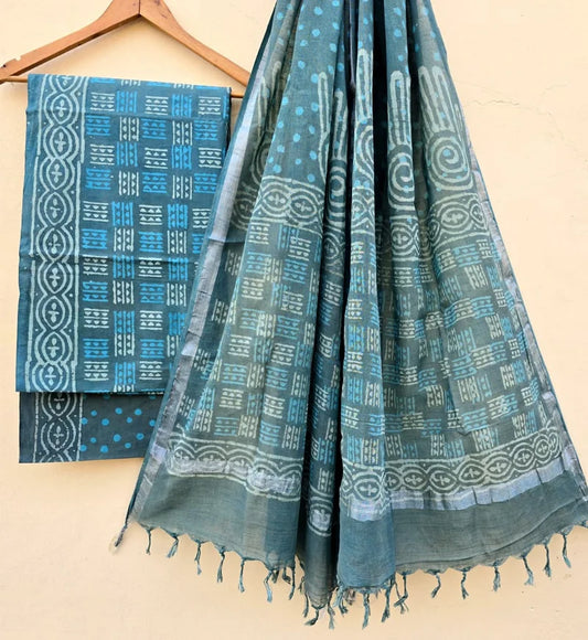 Turquoise colour cottoj suit