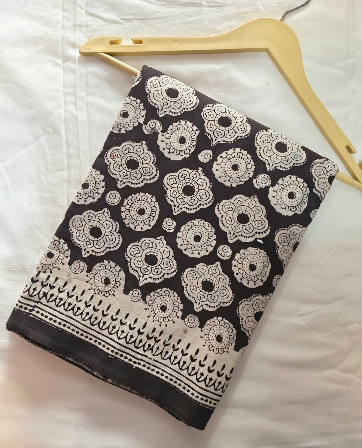 Black Bagru Printed Mulcotton Saree