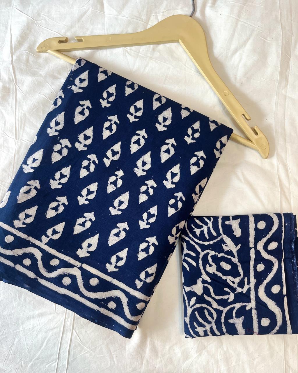 Motifs Printed Pure Dabu Mulcotton Saree