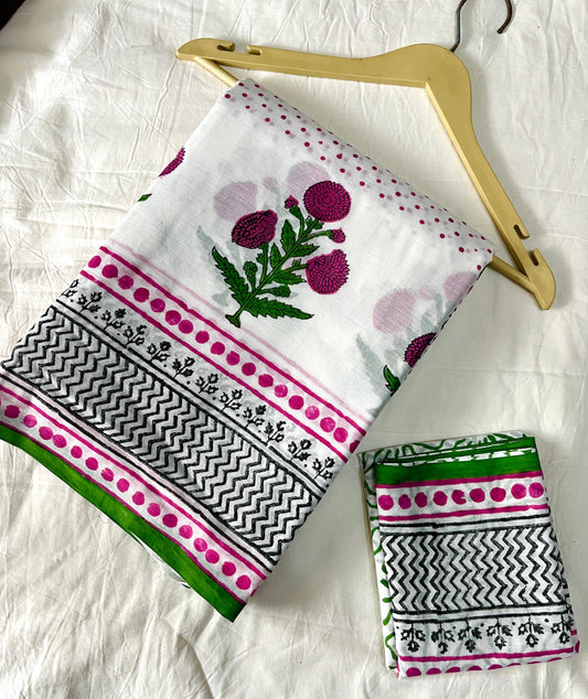 MUGHAL BUTTA PRINTED MULCOTTON SAREE 1042