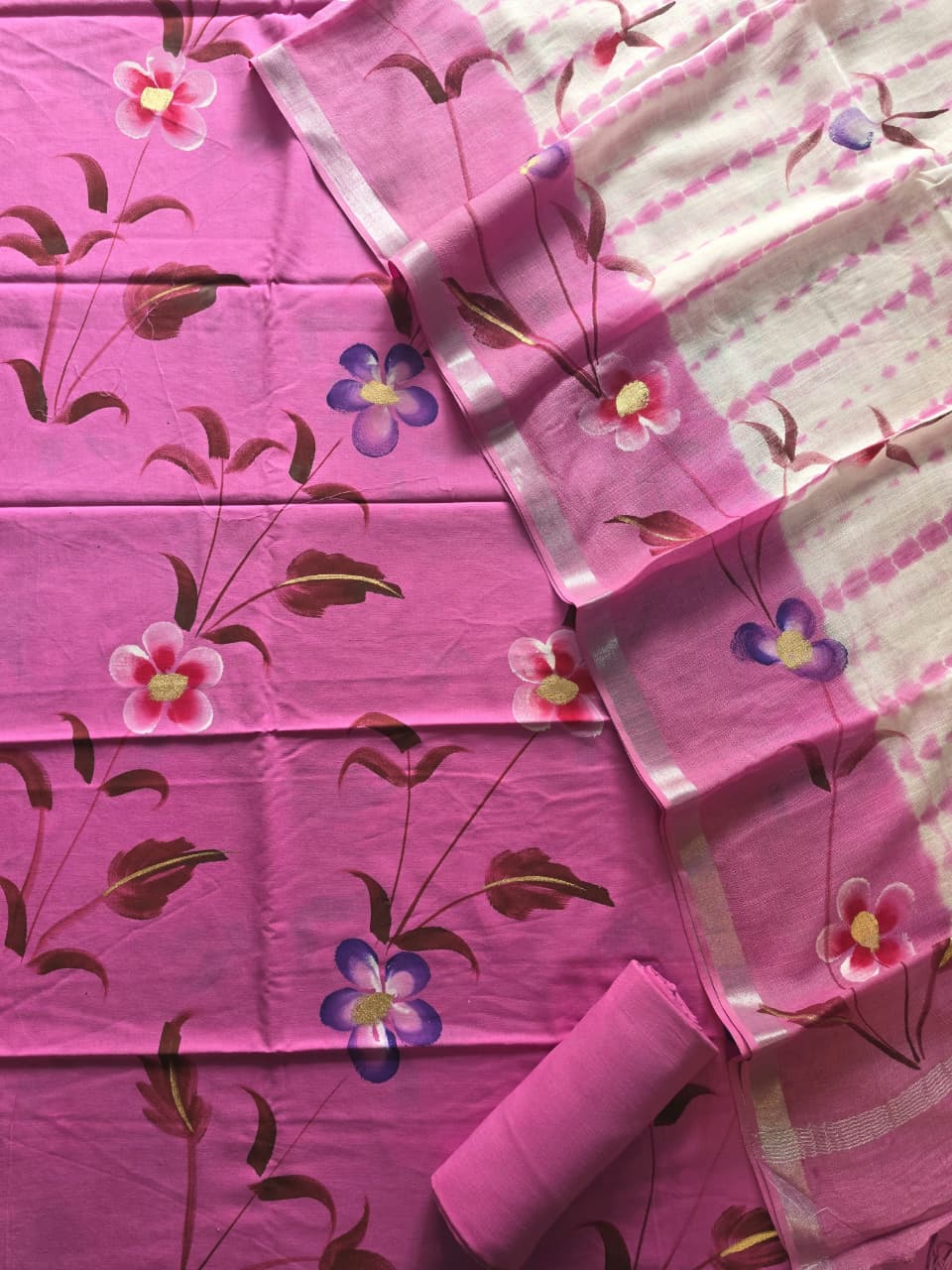 COTTON SUIT WITH LINEN DUPATTA 111