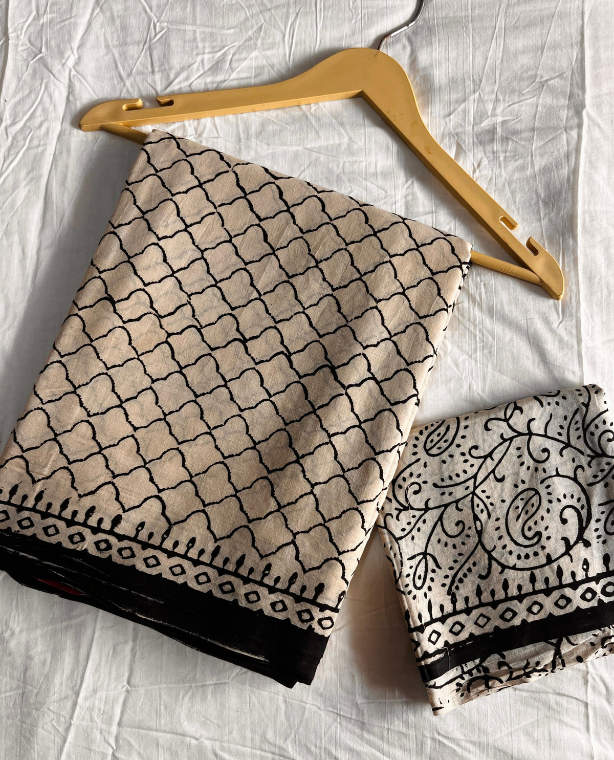 Geometrical Bagru Print Mulcotton Saree