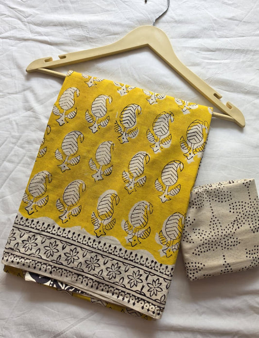 BAGRU PRINTD MULCOTTON SAREE 1030