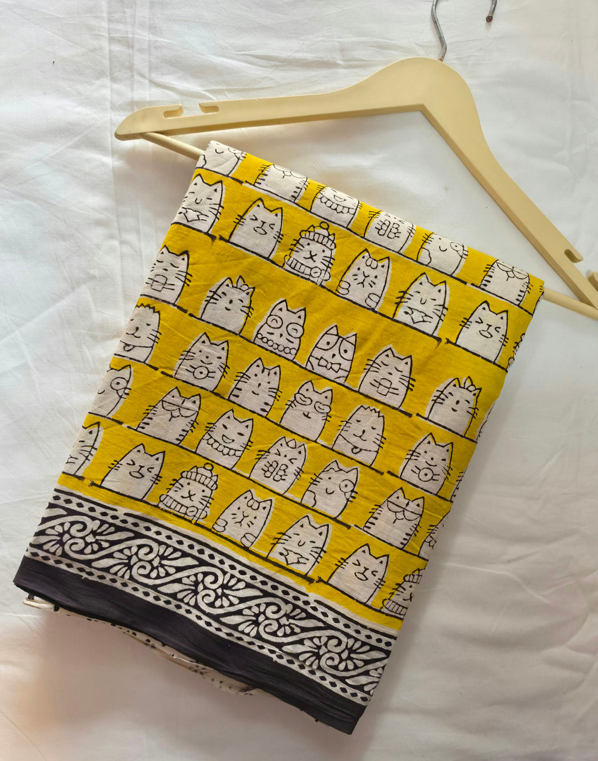 Cats Printed Mulcotton Saree
