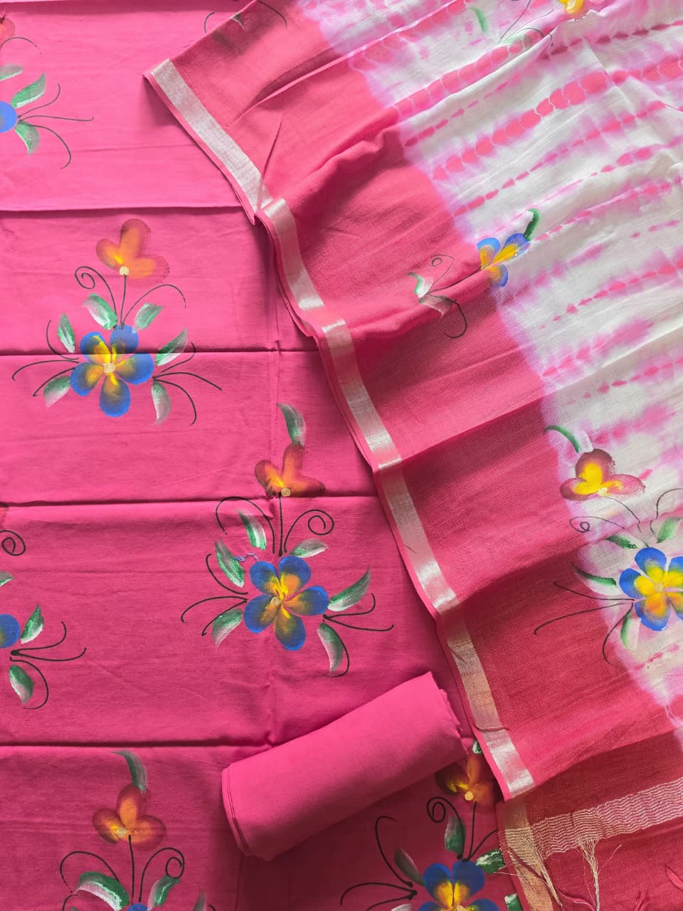 COTTON SUIT WITH LINEN DUPATTA 112