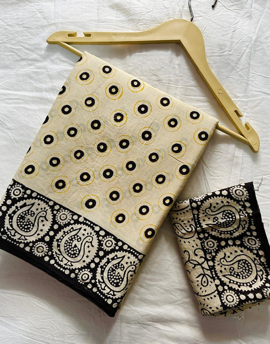Bagru Printed Mulcotton saree Polka Dot Style