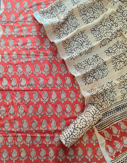 RED BUTTA PRINTED COTTON SUIT 102