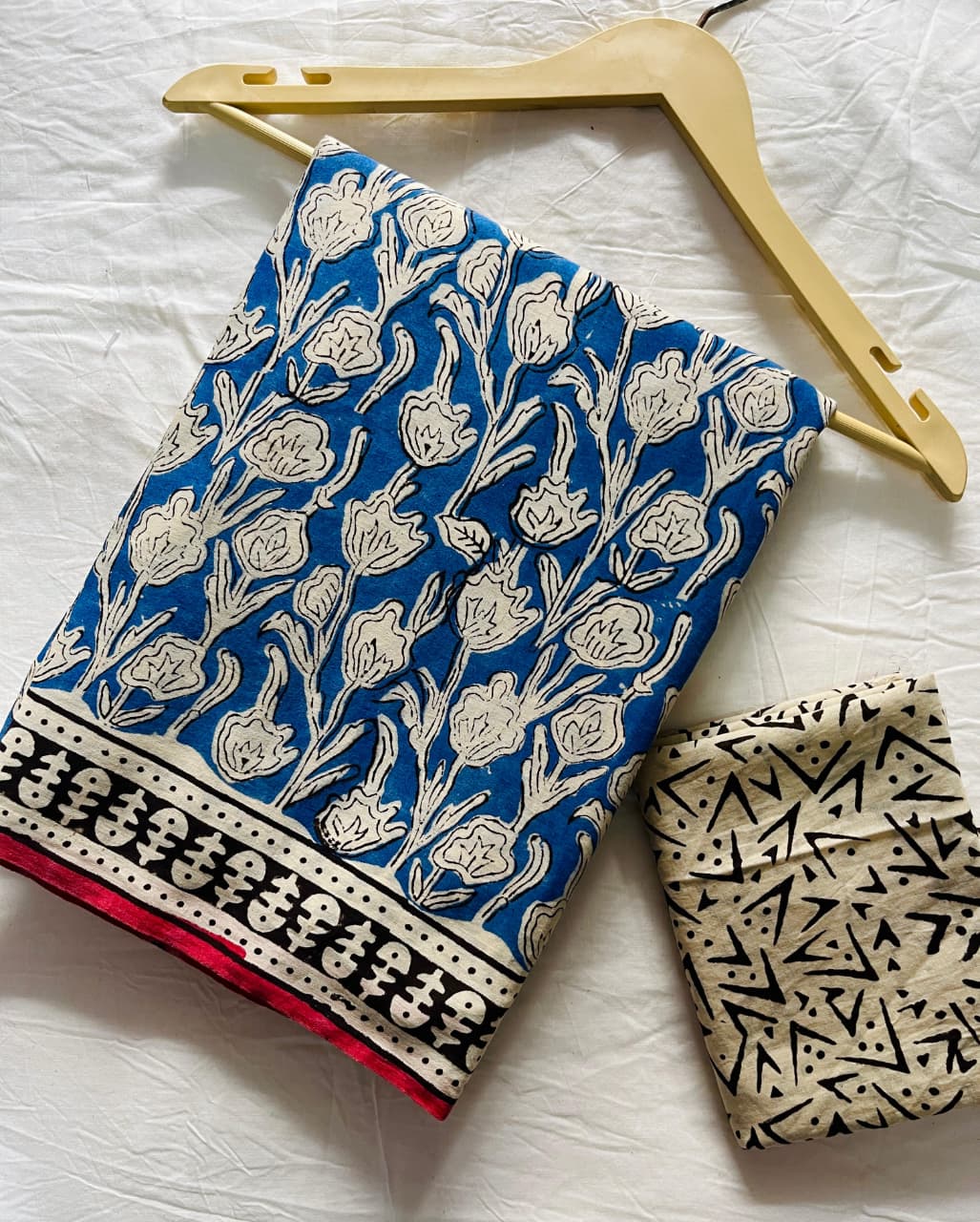 Bagru Printed Blue Mulcotton Saree