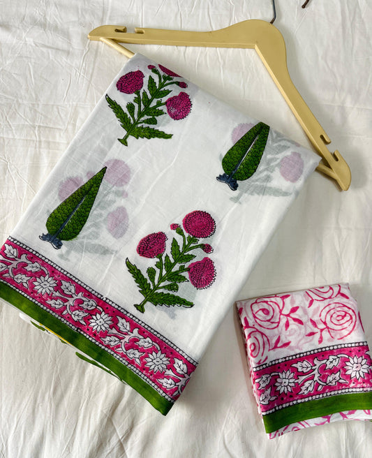 Mughal Butta Printed Mulcotton Saree