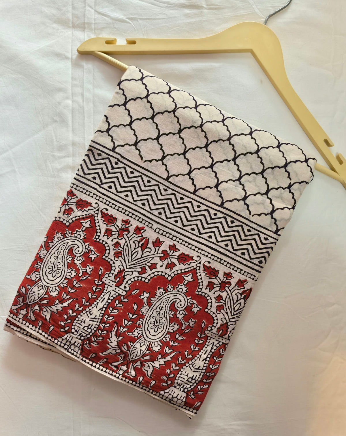 Bagh-Bagru Geometrical Printed Mulcotton Saree