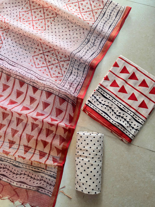 Handcrafted Pure Cotton Suit With Kota Doriya Dupatta (BG29)