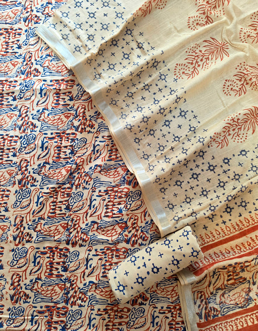 COTTON SUIT WITH LINEN DUPATTA  106