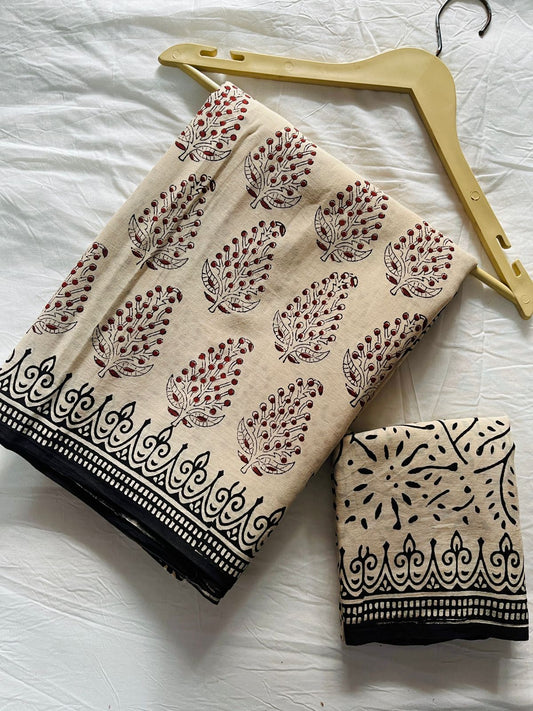 BAGRU PRINTED MULCOTTON SAREE 1025